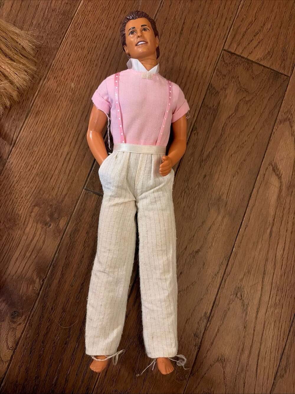 Vintage Mattel 1968 Ken Doll With Pink Shirt And Striped Pants